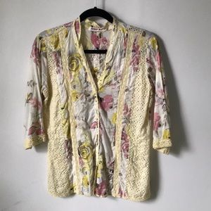 Mixed-media shirt by Johnny Was